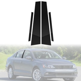 BASIKER Fit for VW Jetta 2012 to 2018 Pillar Post Trim Kit, Door Window B Pillar Glossy Black Cover, Strong Toughness PC Material