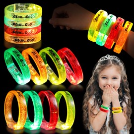 Motionchic 24 Pcs Christian LED Glow Bracelets Fall Light Up Bracelets for Kids Adults Religious Glow in the Dark Party Rave Accessories for Night Event Concert Thanksgiving Neon VBS Game Prizes
