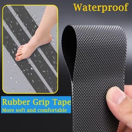 Black Rubber Grip Tape Anti Slip Tape 1 Inch, 16.5 Feet, Heavy Duty Waterproof Non-Abrasive Tape Cushion Pad for Indoor & Outdoor, Making Handles or Contact Surfaces Safer