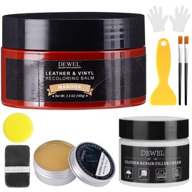 Maroon Leather Recoloring Balm, With Leather Filler and beeswax, Leather Repair Kit for Furniture & car interior, Leather Color Restorer, Leather conditioner for Couches, furniture salve for leather