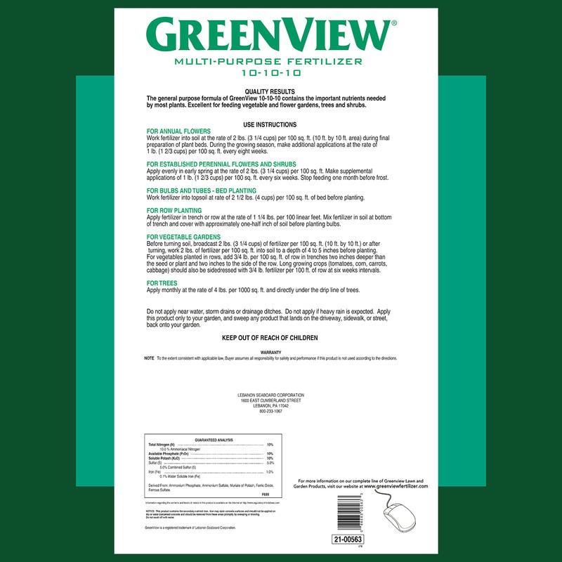 GreenView Multi-Purpose Fertilizer, 33 lb. Bag - NPK 10-10-10