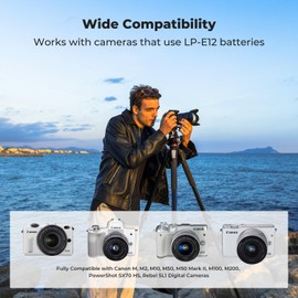 K&F CONCEPT LP-E12 Battery 3-Pack and Upgraded LCD EOS M50 Battery Charger Compatible with Canon M50, M50 Mark II, M, M2, M10, M100, M200, Rebel S1, PowerShot SX70 HS Cameras