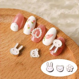 Owner Clan Cute Nail Art Rabbit, Teddy Bear, and Smile Charms 3-Piece Set / 네일아트 귀욤 토끼 곰돌이 스마일 파츠 3종 세트