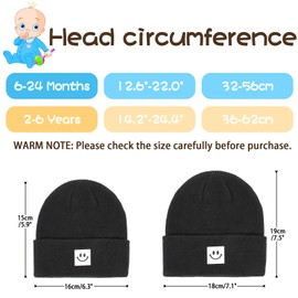 Fiohiros Baby Beanie for Kids, Soft Knit Winter Hat, Smiley Face Design Stretchy Toddler Hat (AU, Age, 6 Months, 24 Months, Black)