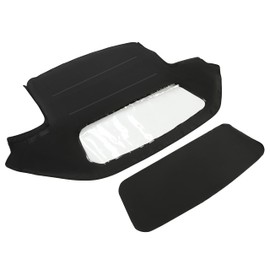 KUAFU Convertible Soft Top Compatible with 1971-1994 Alfa Romeo Spider Black Sailcloth Vinyl Top & Clear Plastic Window