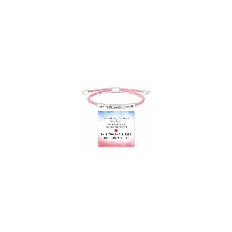 LIU JUN This Too Shall Pass Bracelet For Women (Silver+Pink)
