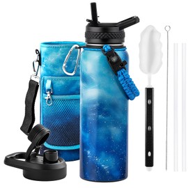 RAYMYLO 40oz Insulated Water Bottle, Triple Wall Vacuum Stainless Steel Water Bottles - Keeps Cold 48H, Reusable Metal water flask Jug for Gym, Sports, Camping, Hiking,Travel, Starlight Blue