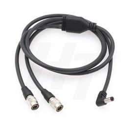 Y Splitter Power Cable Angled DC to 2 x Hirose 4 Pin for Sound Devices Recorder Zaxcom QRX100 Receiver 3.3ft (dc-2x4pin)