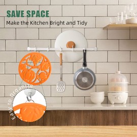 MINLUFUL Cast Iron Trivet for Hot Dishes, Pumpkin Pattern Decorative Trivet for Hot Pots & Pans, Round Metal Heat-Resistant Pad Mat for Protective Countertop, Orange