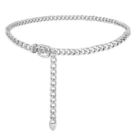 JASGOOD Women Waist Chain Belt Adjustable Weave Body Link Belts for Jeans Dresses XL Silver