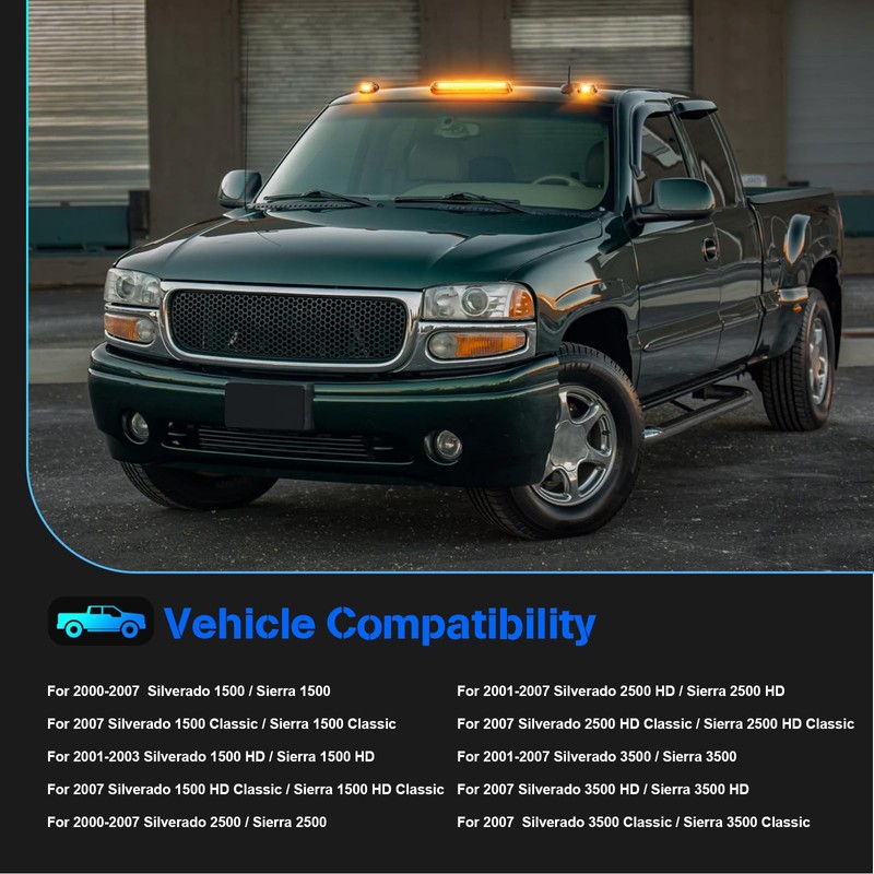 SHINEFIT LED Cab Roof Lights Replacement for 2000-2007 Silverado Sierra