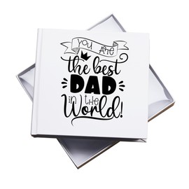 Best Dad Photo Album, Gift Boxed, White Hardcover, Holds 50 6"x4" Photos, Father's Day Gift