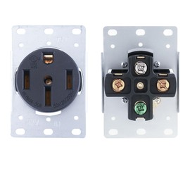 9450FR Industrial Grade 50 amp Outlet ,NEMA 14-50R 3 Pole 4 Wire Grounding 125/250V Outlet Flush Straight Blade Receptacle, For RV and Electric Vehicles,Black