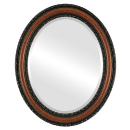 OVALCREST Oval Beveled Wall Mirror for Home Decor - Dorset Style - Vintage Walnut - 16x20 Outside Dimensions