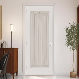 PANOVOUS French Door Window Curtains - Functional Thermal Insulated Sidelight French Door Privacy Panel for Window/Living Room/Sliding Door 25W by 72L inches - Cream (1 Panel)