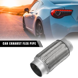 X AUTOHAUX 2"x6" Car Exhaust Flexible Pipe Tubing Exhaust Joint Silver Tone