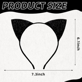 Kafolix Black Cat Ears Headband – Glittery Feline Costume Accessory for Halloween, Cat-Themed Parties, School Plays, and Dress-Up Events