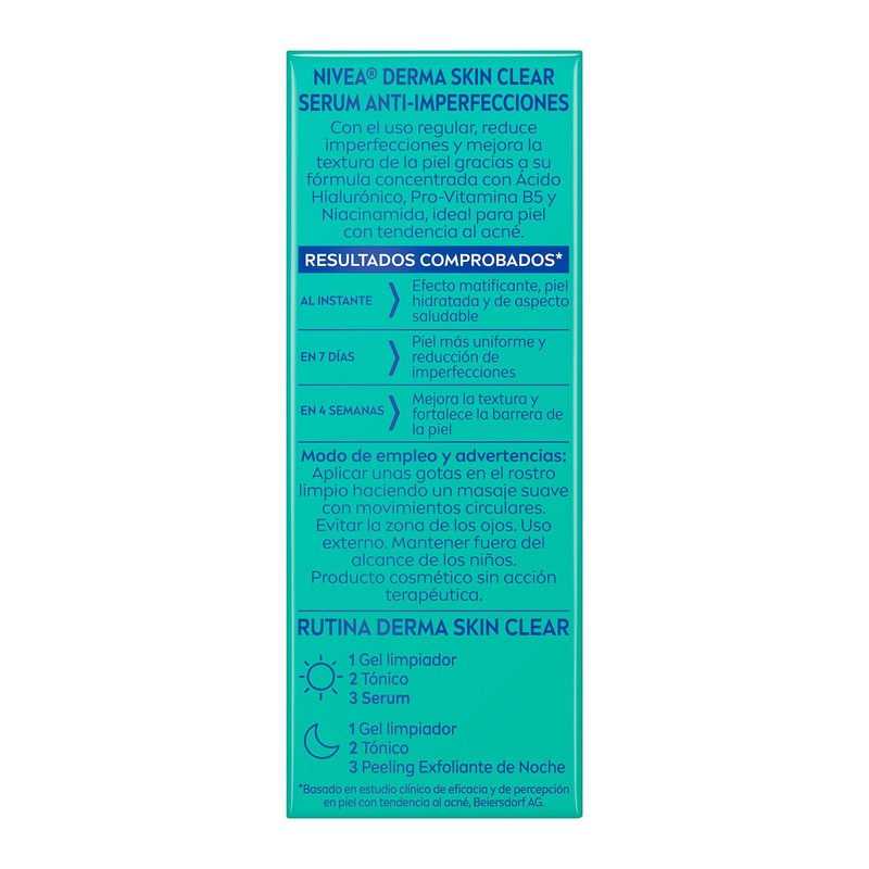 NIVEA Derma Skin Clear Serum Anti-Imperfecciones 30ml Ácido Hialurónico, Pro-Vitamina