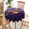 GoDazzling Marble Round Tablecloth, Purple Gold Abstract Marble Texture Print