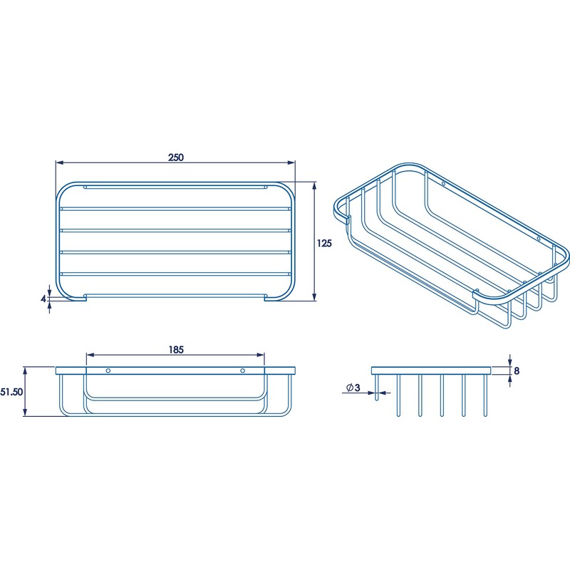 Croydex Chrome Wall Mounted Cosmetic Shower Basket for Bathroom, 5