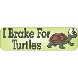 StickerTalk I Brake for Turtles Vinyl Sticker, 10 inches by 3 inches