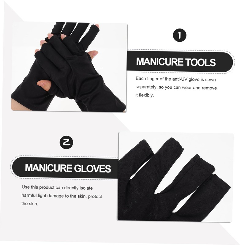 Baluue 2 Pairs UV Prevention Gloves for Nail Art Protection