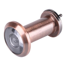 Door Viewer Security Peek Peephole Optical Glass 200 Degree Wide Angle with Privacy Cover (Red Bronze)