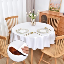 Amonsa Round Tablecloth 70 inch for 4-6 Seats Table Waterproof TPU Coated Spill Proof Dining Table Cloths