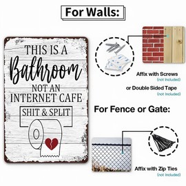 Metal Wall Decor, Garden Sign, Gift Street Sign – Funny Bathroom Sign, Metal Wall Decor, Vintage Style 12x8