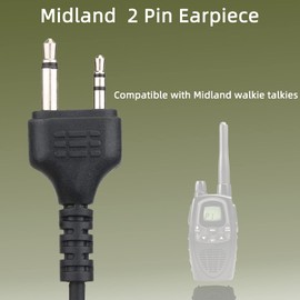 Retevis Walkie Talkie Earpiece with Mic Compatible with 2 Pin Midland Walkie Talkie G6 G7 GXT250 GXT310 GXT550 GXT650 LXT80 LXT112, Two Way Radio Earpiece Covert Acoustic Tube Headset (1 Pcs)