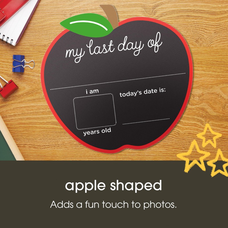 Pearhead First and Last Day of School Chalkboard, Reusable Apple-Shaped