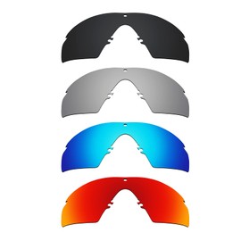 Alphax 4 Pair Polarized Replacement Lenses for Oakley Si M Frame 3.0 OO9146 - Black+Titanium+Blue+Red