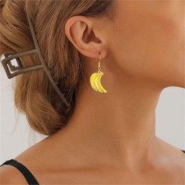 coadipress Fruit Banana Dangle Earrings for Women Fashion Cute Lifelike Resin Peeled Fruits Banana Funny Earrings Bohemian Colorful Yellow Banana Food Earring (Yellow Ban 4)
