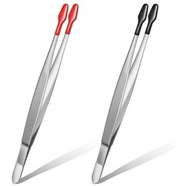 2 Pcs Rubber Tipped Tweezers Silicone Coated Soft Tweezers Rubber Tip Steel Forceps Non Marring Flat Tip Tweezers PVC Coated Tweezers Set for Crafts Stamps Beads Jewelry Tools Use Safety Hand Tools