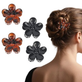 MOTIBACK 4PCS Flower Hair Claw Clips for Women, Hibiscus & Plumeria Hair Clips, Medium Sunflower Hair Clips, Strong Hold Non-Slip Tortoise Shell Claw Clip (4cm, 4 Pieces)