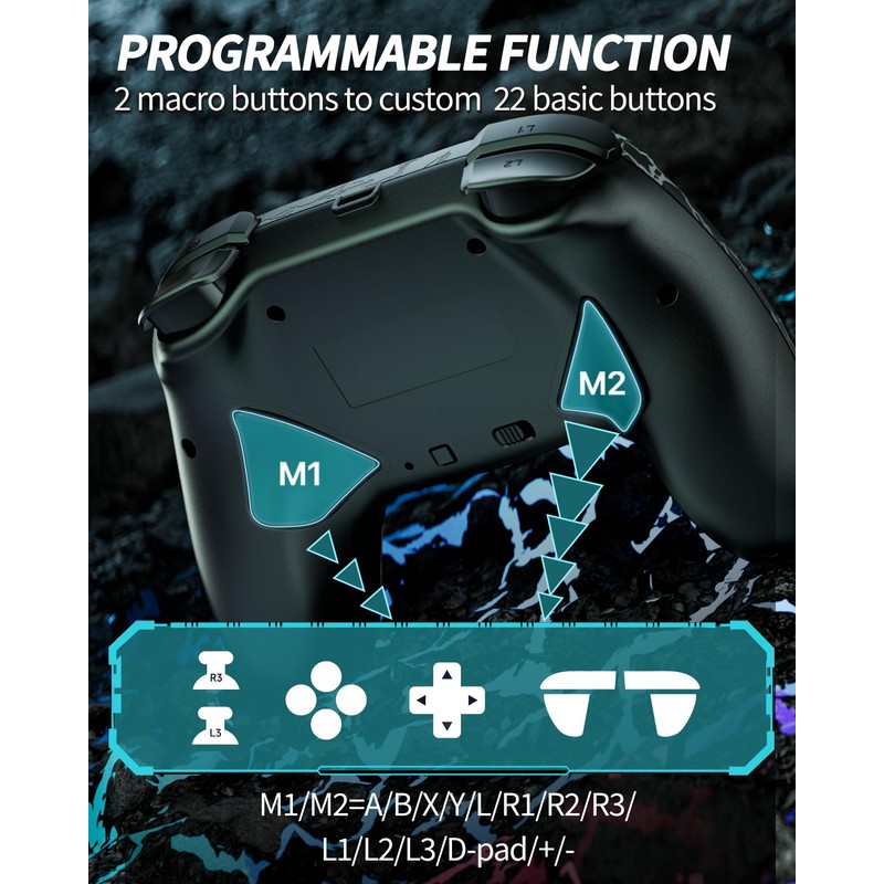 2 Pack Wireless Switch Controller, 1000mAh Switch Pro Controller with