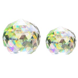 Together-life 2 Pack Clear Cut Crystal Ball Prisms Glass Sphere Faceted Gazing Balls for Home Décor, Suncatcher (80mm+60mm)
