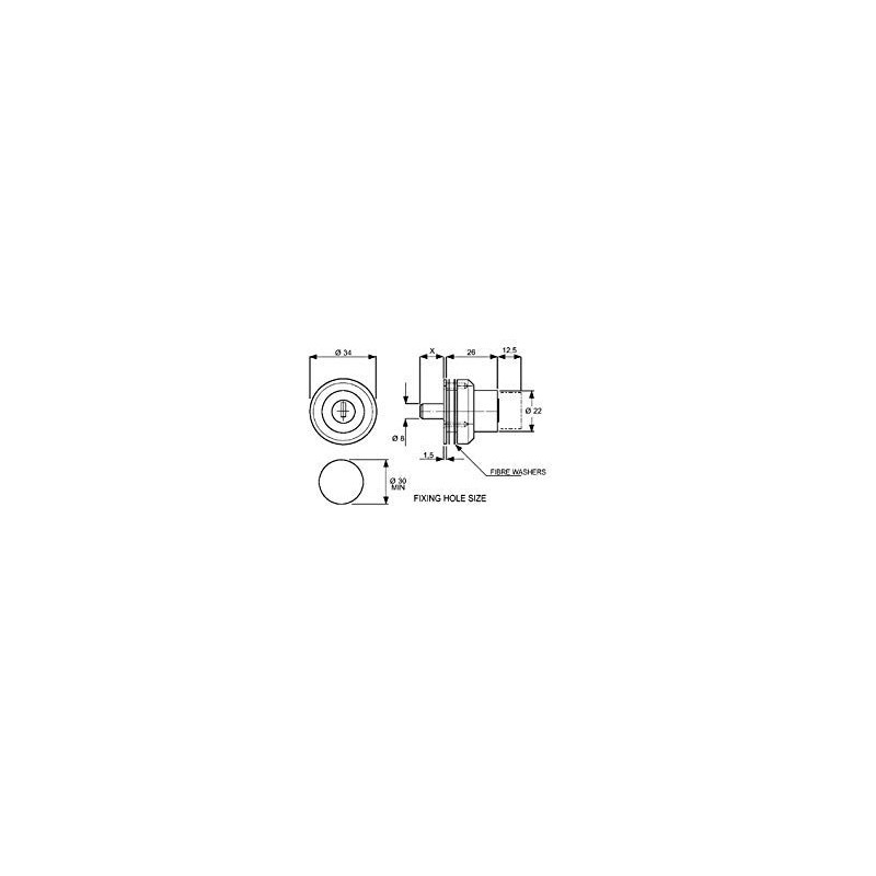 L&F 5886 Glass Sliding Door Lock - Plunger Type (Keyed