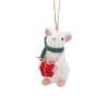 Gisela Graham Wool Mouse with Red Parcel 11x7x4cm Hanging Tree
