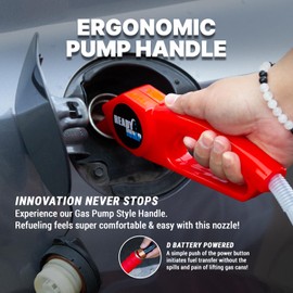 TERA PUMP - 2pk Battery Powered Transfer Pump for Fuel and Water w/Ergonomic Nozzle Handle, Fits All Size Cans, Transfer at 1.8 GPM, Compact & Portable Hand Fuel Pump, No spills, No heavy lifting