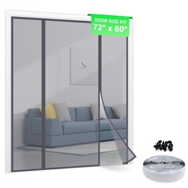 TheFitLife Fiberglass Magnetic Screen Door - Heavy Duty Mesh with Full Frame Hook and Loop Powerful Magnets That Closure Automatically, Door Screen Mesh Net