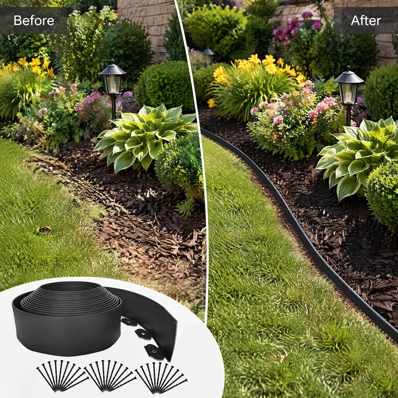 33FT Garden Edging Border, 2 Inch Flexible Landscape Edging with