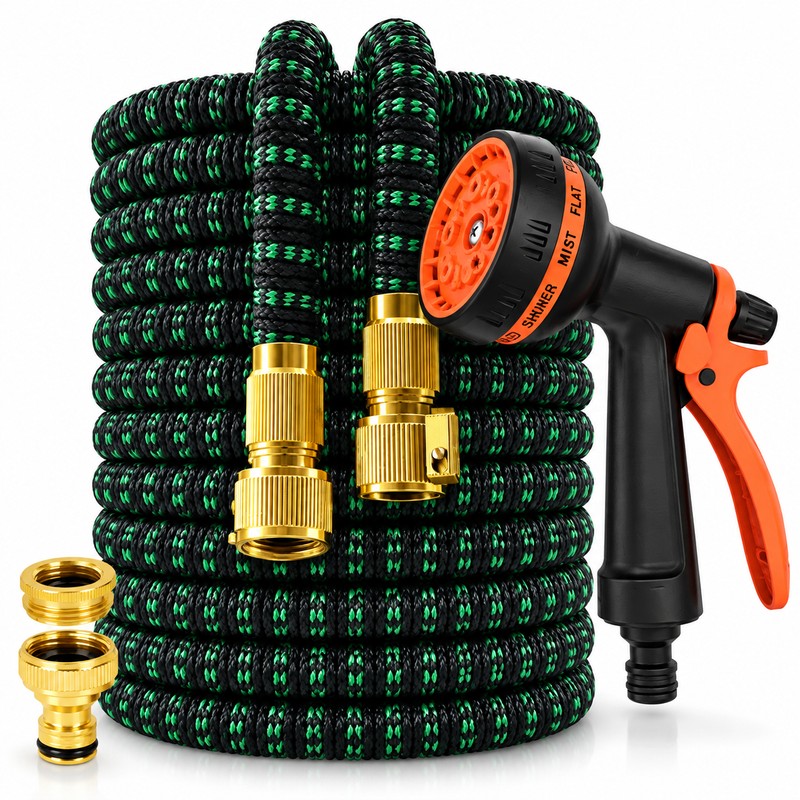 100FT Expandable Garden Hose with 10-Function Nozzle – Lightweight No-Kink