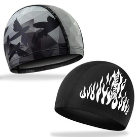 COYUN 2 pcs Elastische Badekappen für Erwachsene, Unisex Badehaube, Klassische Stoff-Badekappe, Weiche Badehaube, Bademütze, Ohrenschutz Schwimmhaube, Flexible Kappe Badehut, Weich Und Angenehm Tragen