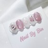 [Handmade Nail Tips] Pink Planet Nails - Short Ballerina /