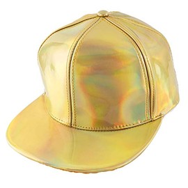 FALETO Adjustable Shiny Holographic Baseball Cap Rainbow Reflective Hip Hop Rave Hat Metallic Casual Cap
