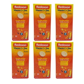 Redoxon Orange Effervescent Vitamin C with Con Zinc, 20 Tablets (6 Pack) 20 Count