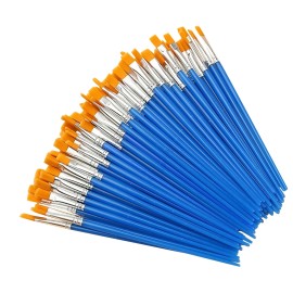 Unbranded 100Pack Nylon Hair Oil Paint Brush Flat Brush Acrylic DIY Drawing Pen 17cm