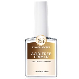 Finger Secret 18ml Acid-Free Primer for Gel Nail Polish 0.63floz, Fast Air Dry Base Coat Nail Primer Bond Pre Enhanced Adhesion Before Builder Gel for Flase Acrylic Nails Art Design in Salon Home Use