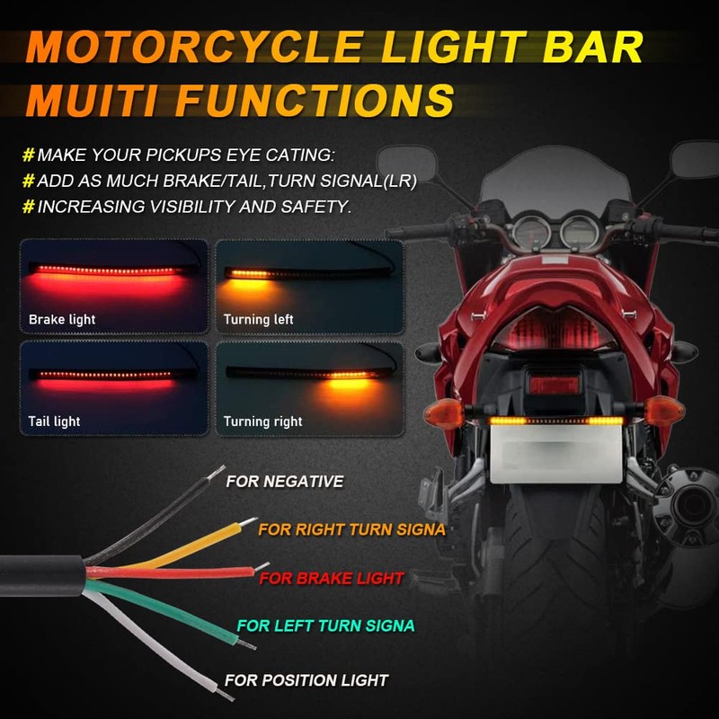 KaTur Motorcycle Led Light Strip Tail Brake Stop Turn Signal